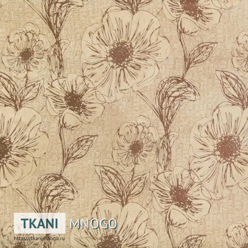 Фото ткани Арбореал 509-2 - бежевый цветы, геометрия. Производитель Китай. Замша крупным планом.